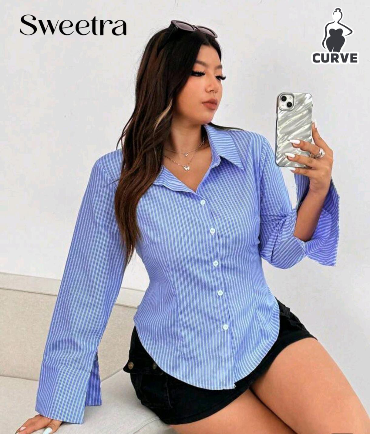 Blusa Casual de Rayas Verticales - Talla XS