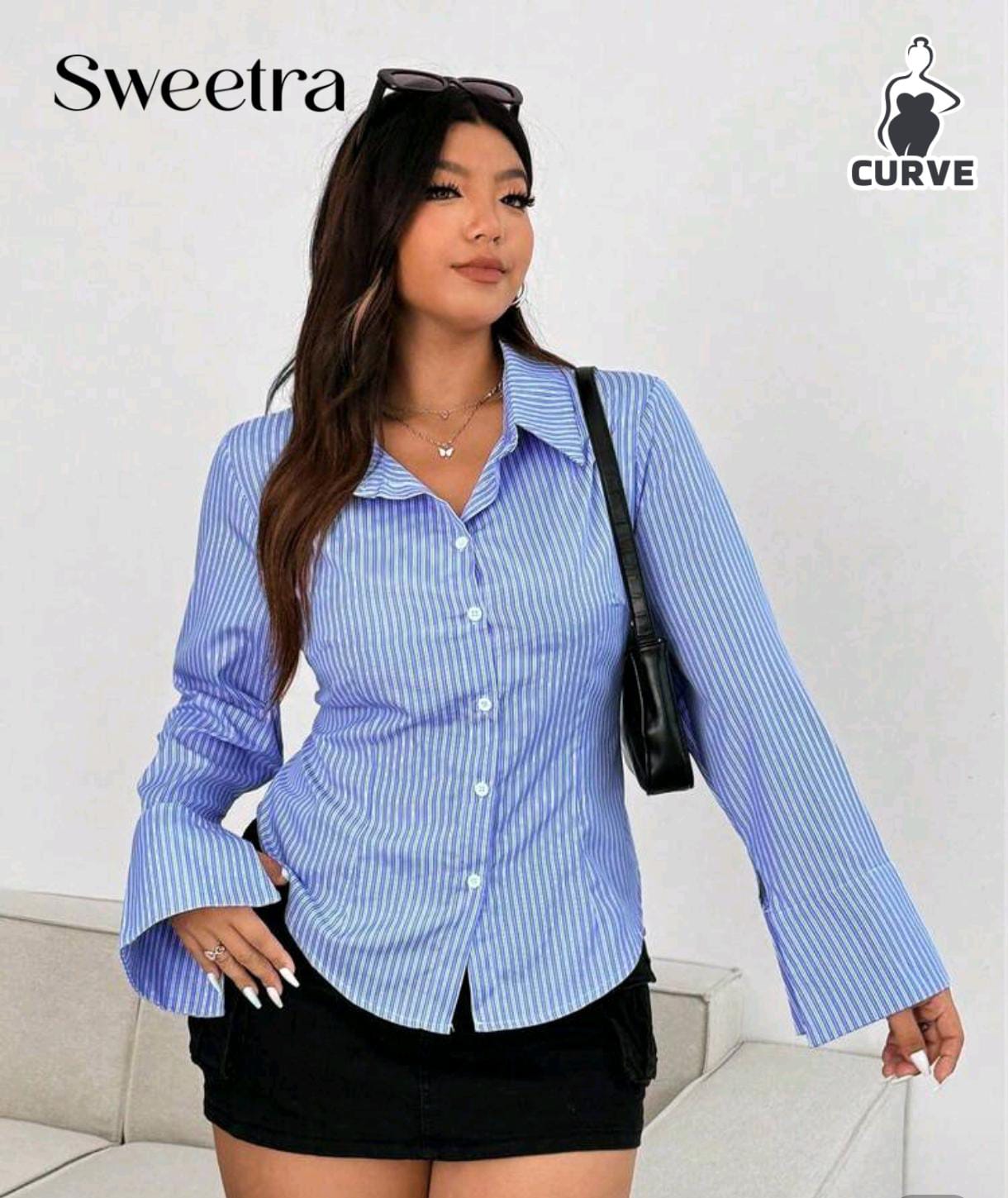 Blusa Casual de Rayas Verticales - Talla XS