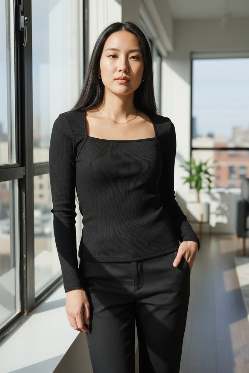 Camiseta Casual Versátil Manga Larga - Talla M